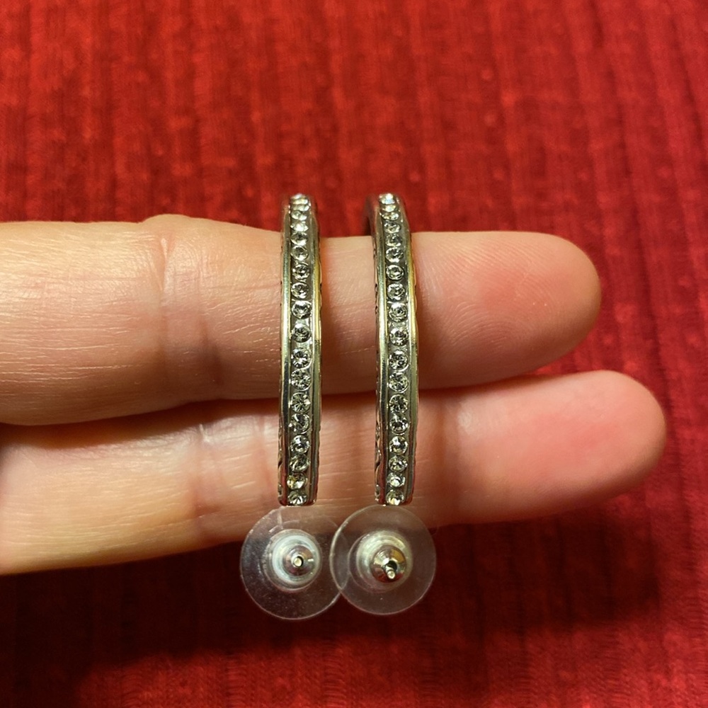 Brighton Pierced Post Hoop Earrings with Crystals - Picture 10 of 13